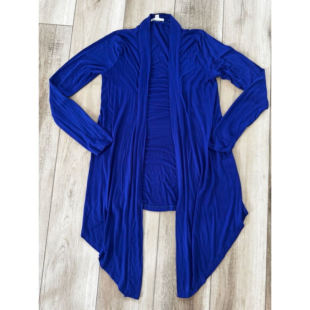 Zenana Blue Draped Open Front Cardigan Small Soft Stretchy Lightweight Layer